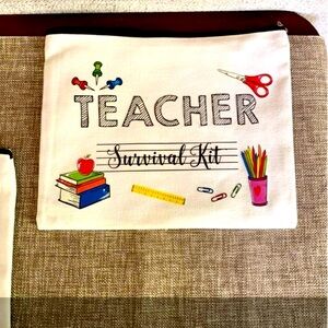 Teacher Survival Kit gift Canvas Zippered bags end of year teacher appreciation